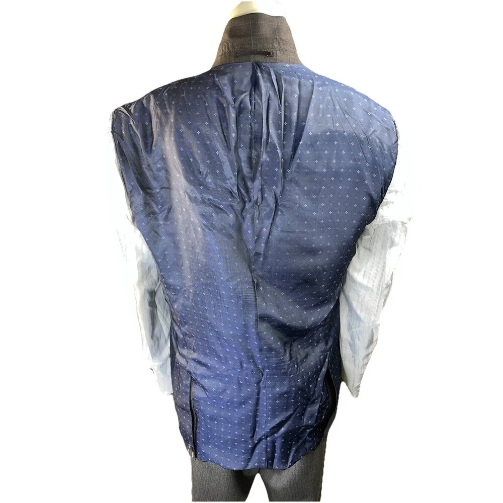 NWOT Combatant Gentleman Mens 44L Blazer Windowpane Check Slim Wool Sport Coat